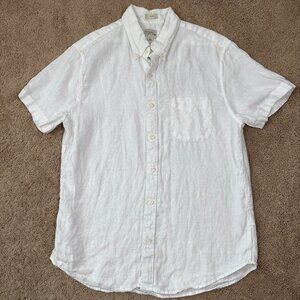 J.Crew Baird McNutt Shirt Mens M White Irish Linen Slim Fit Made in India Resort